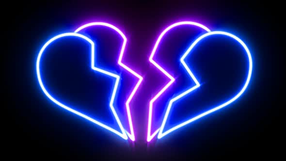 Broken Heart Neon Sign Animating