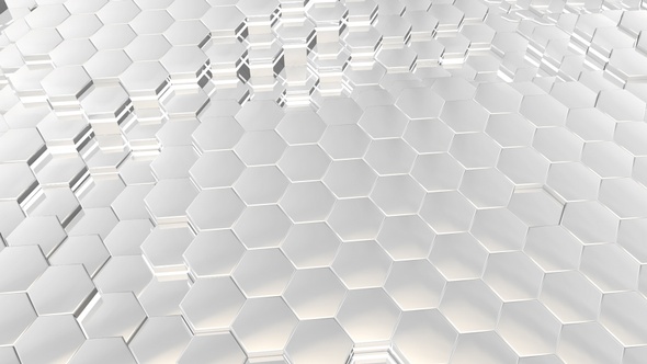 White Hi-Tech Hexagon Background Loop