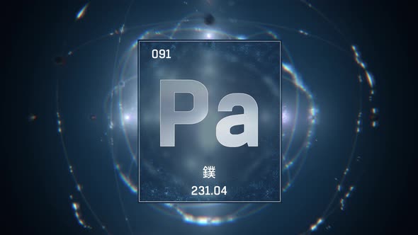 Protactinium as Element 91 of the Periodic Table on Blue Background in Chinese Language