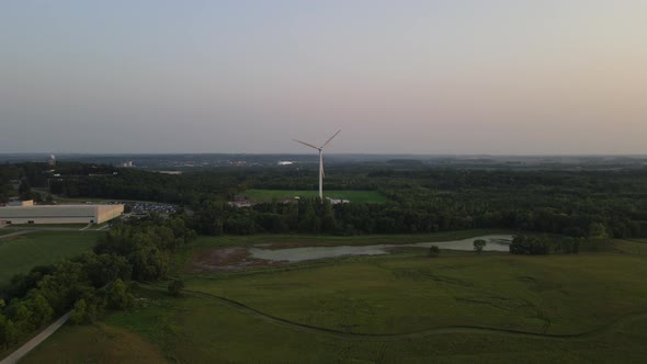 Windmill aerial view in south minnesota. sustainable sources of energy alt