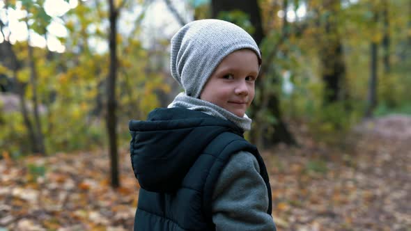 A Child Walks Through the Autumn Forest