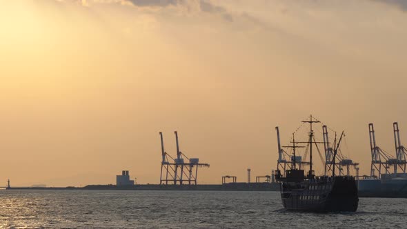 A View of the Port of Osaka in Japan on a Late Afternoon