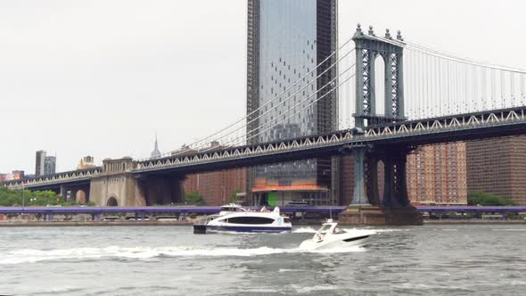 NYC Ferry under Manhattan Bridge