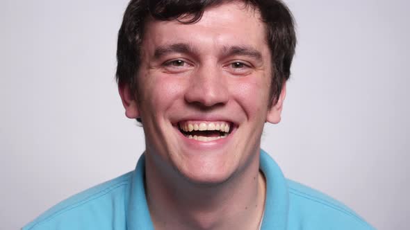 Closeup portrait of man on white background