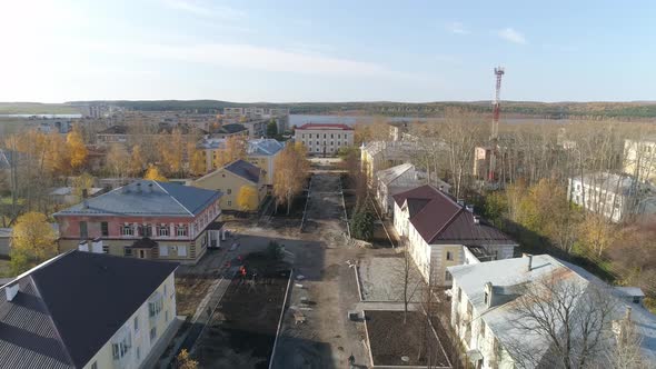 Aerial view of Reconstruction of a pedestrian boulevard in a provincial town 04 alt