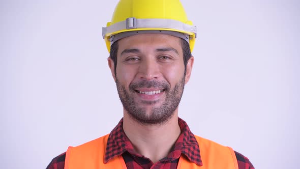 Face of Happy Bearded Persian Man Construction Worker Smiling alt