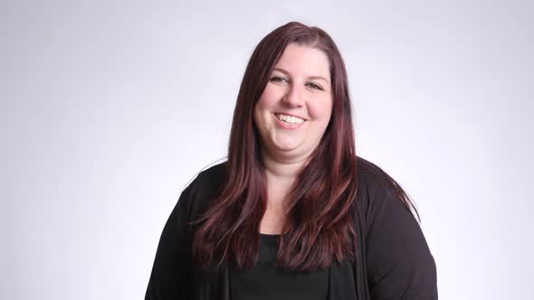 Portrait of woman on white background