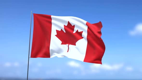 Flag of Canada waving in the sky