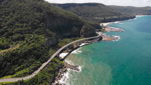 Sea Cliff Bridge in Australia. It's a Beautiful Road Along the Ocean. Beautiful Scenery on a Bright alt