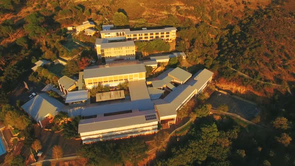 Aerial view of school buildings alt