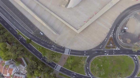 Overhead Aerial View City Road Intersections and Roundabout alt