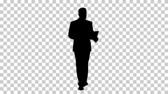 Silhouette  businessman walking , Alpha Channel alt