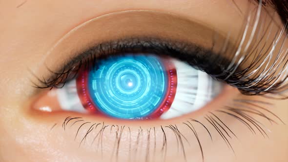 Cybernetic Blue Eye Of A Girl