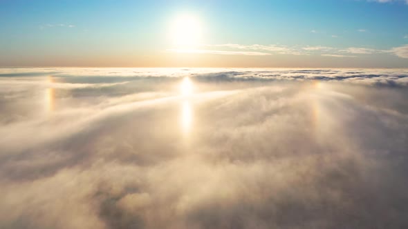 Aerial View White Clouds in Blue Sky During Sunrise or Sunset alt