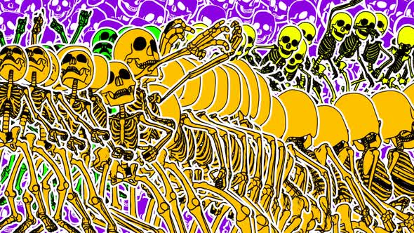 Psychedelic Cartoon Dancing Skeletons Motion Graphics Videohive 8638