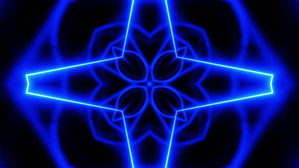 Neon glowing kaleidoscope. Looped animation