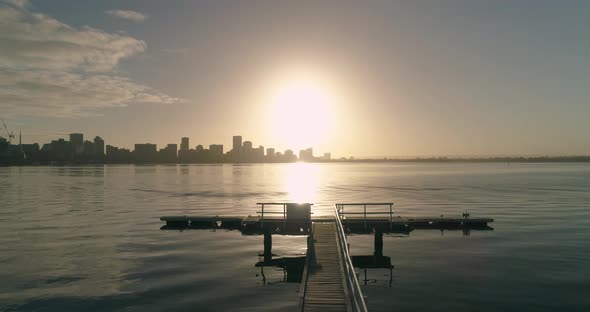 Jetty views with a fly over the Swan River, Perth, Western Australia. alt