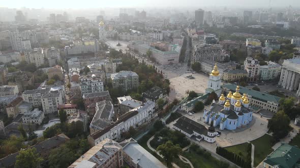 Cityscape of Kyiv, Ukraine. Aerial View, Slow Motion alt
