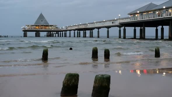 Heringsdorf pier on the German island of Usedom during sunset alt