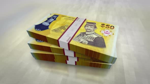 Brunei dollar money banknote pile packs alt