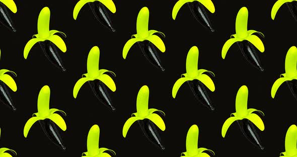 Minimal motion 3d art. Creative bananas seamless animation pattern