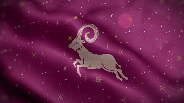 Aries Zodiac Horoscope Flag Loop Background 4K