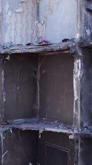 Vertical Video of War in Ukraine  Destroyed House alt