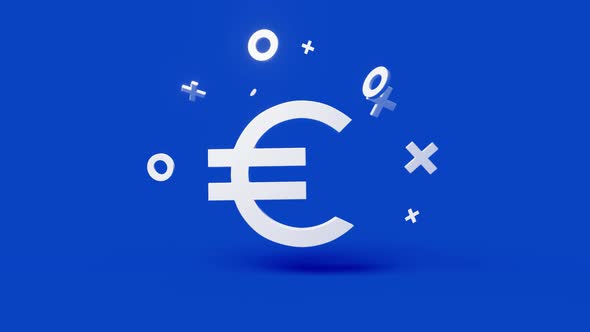 Euro 3d icon on a simple blue background 4k seamless animation loop alt