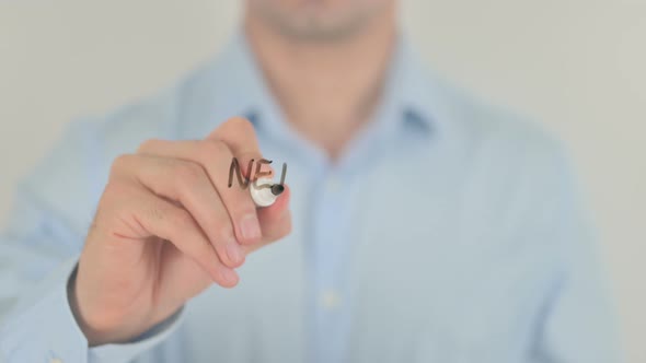 Need A Solution, Man Writing on Transparent Glass Screen alt