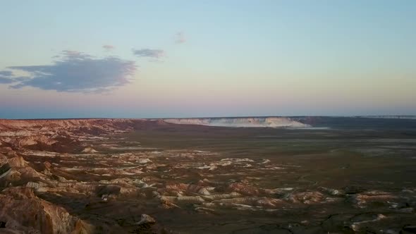 Aerial View on the Desert Ustyurt Plateau Karakalpakstan alt