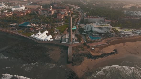 Aerial Scene of Gran Canaria Tourist Town with Maspalomas Lighthouse alt