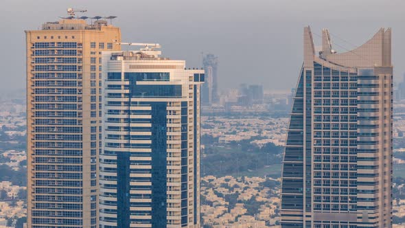 Amazing Colorful Dubai Marina Skyline During Sunset Timelapse alt