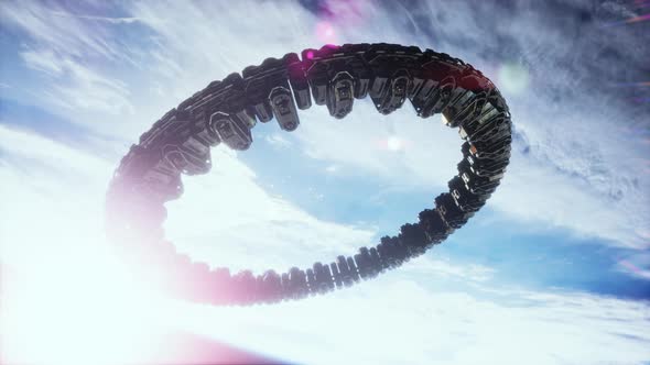 UFO Spaceship Hovering in the Sky Elements Furnished By NASA alt