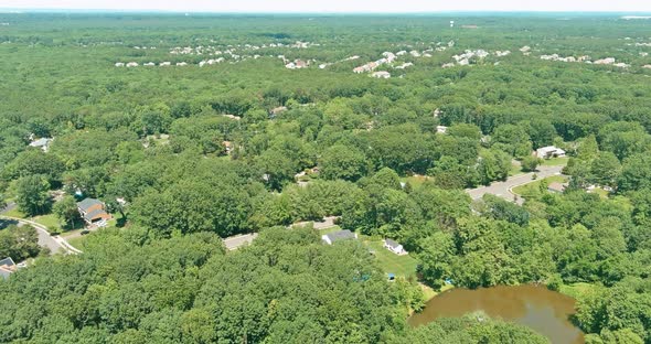Panorama View Over the Small Town Landscape Suburb Homes Houses Roof on Between Forest Landscape in alt