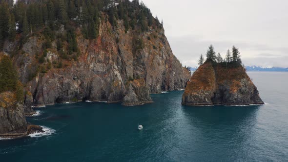 Fishing Boat along Arctic Coastline