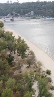 Vertical Video Aerial View of the Dnipro River  the Main River of Ukraine alt