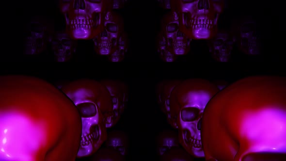 Groups Of Halloween Skulls Move Vertically And Jiggle In Seamless Loop On Transparent Background