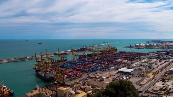 Industrial Port for Freight Transport and Global Business. Barcelona. alt