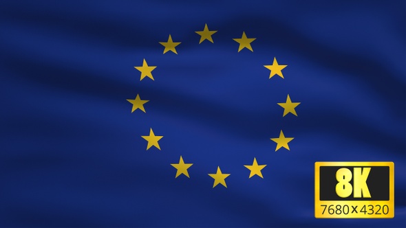 8K European Union Windy Flag Background alt