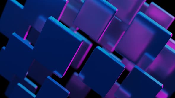 3d render illustration Abstract neon quads 3d seamless and loopable animation.