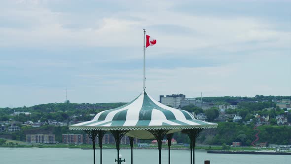 Gazebo with a Canadian flag alt