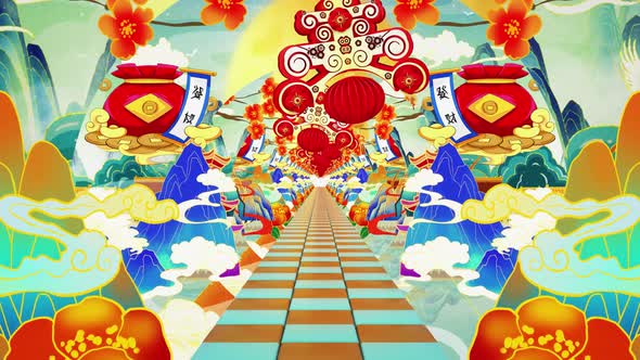 Chinese Traditional Spring Festival Painting Motion Graphic