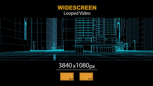Widescreen Wireframe City Side 03