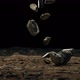 Stone rocks falling to the ground on a dark background. Slow motion video. - VideoHive Item for Sale
