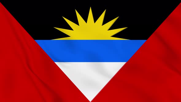 Antigua Barbuda flag seamless closeup waving animation.  Vd 1982