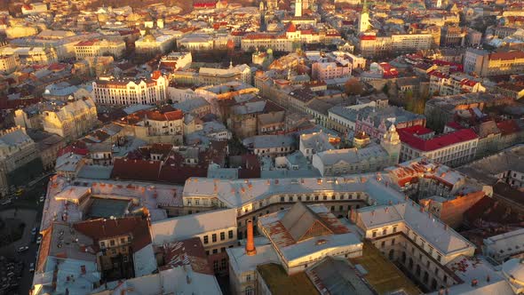 Aerial View of the Historical Center of Lviv alt