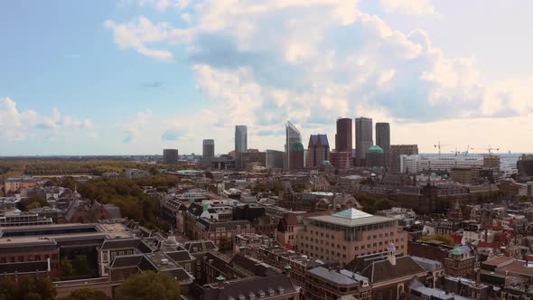 Hague Skyline from Above, Aerial Drone View of the City in Netherlands alt