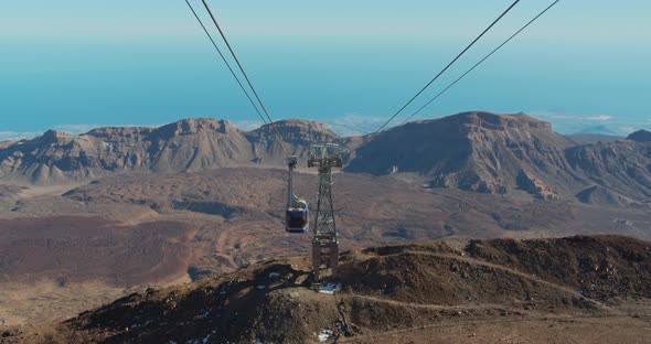 Cableway on the Volcano Teide. Touristic Way To Pico Del Teide Mountain. El Teide National Park alt