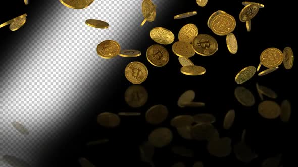 FALLING BITCOINS TRANSITION IN 4K alt