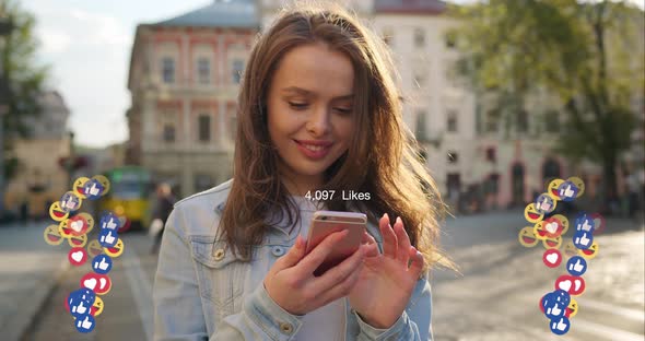 The Girl Is Getting a Lot of Likes on Social Networks and Starting Laughing alt